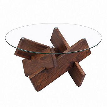 GOODSILO Modern Circular Tempered Glass Coffee Table for Living Spaces