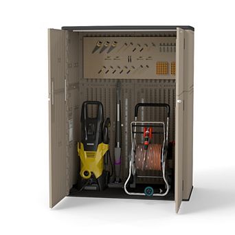 57 Cu.ft Waterproof Resin Outdoor Storage Shed with Floor,For Garage, Pool& Garden Storage Cabinet