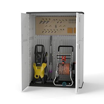 57 Cu.ft Waterproof Resin Outdoor Storage Shed with Floor,For Garage, Pool& Garden Storage Cabinet