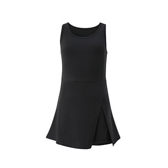 Little Girls Round Neck Sleeveless Sports Dress Golf Tennis Active Dress with Safety Shorts Pockets