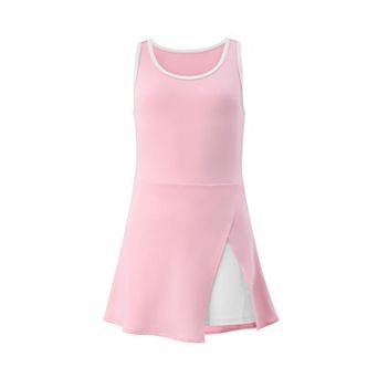 Little Girls Round Neck Sleeveless Sports Dress Golf Tennis Active Dress with Safety Shorts Pockets