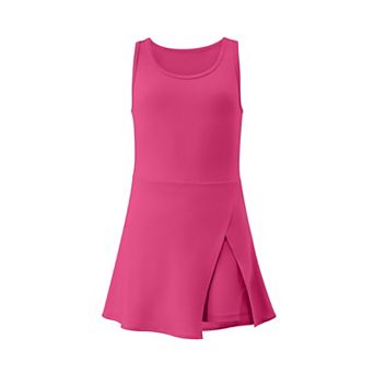 Little Girls Round Neck Sleeveless Sports Dress Golf Tennis Active Dress with Safety Shorts Pockets