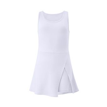 Little Girls Round Neck Sleeveless Sports Dress Golf Tennis Active Dress with Safety Shorts Pockets