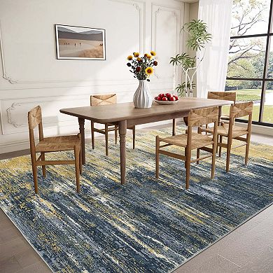 Modern Abstract Area Rugss Washable Non Slip Low Pile Print Area Rugs
