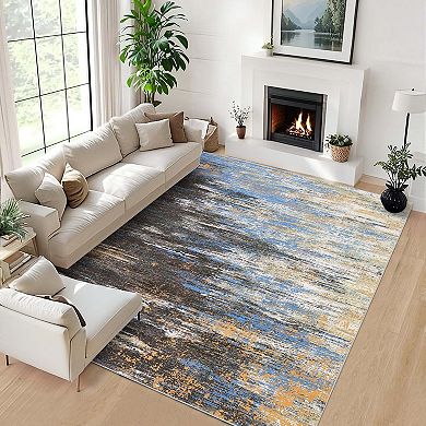 Modern Abstract Area Rugss Washable Non Slip Low Pile Print Area Rugs