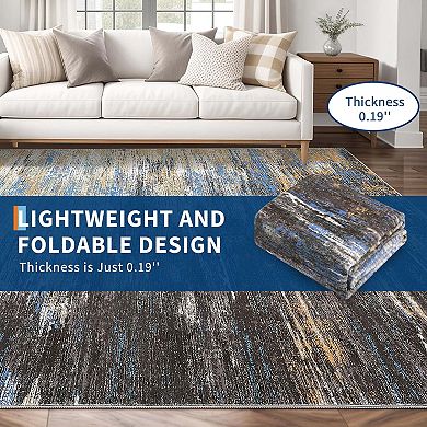 Modern Abstract Area Rugss Washable Non Slip Low Pile Print Area Rugs