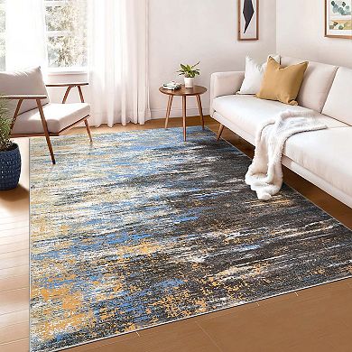 Modern Abstract Area Rugss Washable Non Slip Low Pile Print Area Rugs