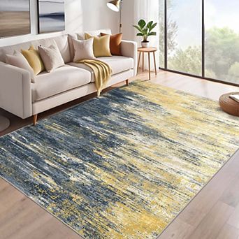 Modern Abstract Area Rugss Washable Non Slip Low Pile Print Area Rugs