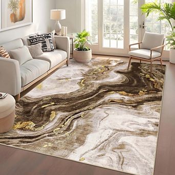 Modern Abstract Area Rugs Washable Living Room Area Rugs
