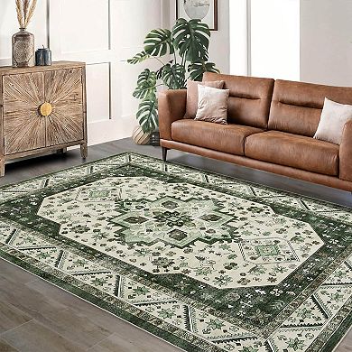 Vintage Boho Area Rug Non Slip Carpet for Living Room