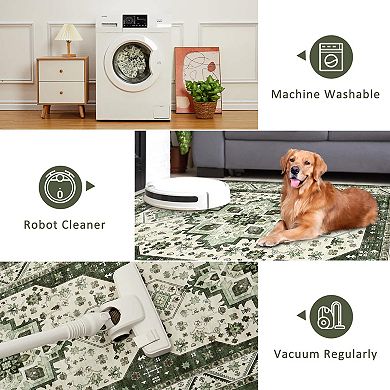 Vintage Boho Area Rug Non Slip Carpet for Living Room
