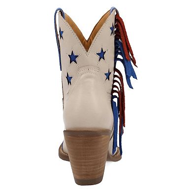 Dingo Liberty Women's Leather Ankle Boots With Fringe & Star Detail