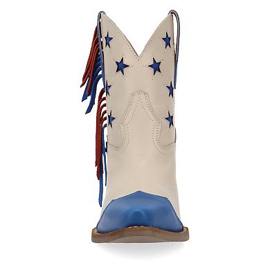 Dingo Liberty Women's Leather Ankle Boots With Fringe & Star Detail
