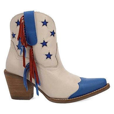 Dingo Liberty Women's Leather Ankle Boots With Fringe & Star Detail