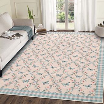 Floral & Geometric Printed Area Rugs Washable Non Slip Indoor Carpet