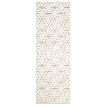 Beige Machine Washable Modern Geometric Laundry Bathroom Kitchen Soft Non Slip Rectangular