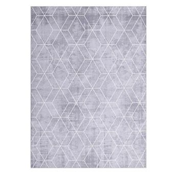 Beige Machine Washable Modern Geometric Laundry Bathroom Kitchen Soft Non Slip Rectangular
