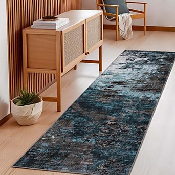 Abstract Area Rugs Modern Washable Non Slip Stain Resistant Low Pile Carpet for Living Room