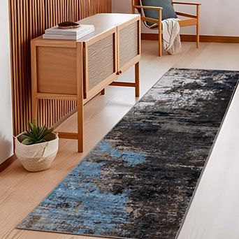 Abstract Area Rugs Modern Washable Non Slip Stain Resistant Low Pile Carpet for Living Room