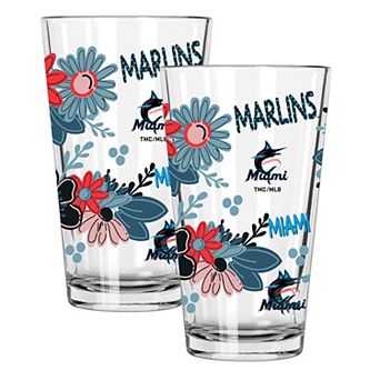 MLB Miami Marlins 2-Pack 16-oz. Flowers Pint Glass Set
