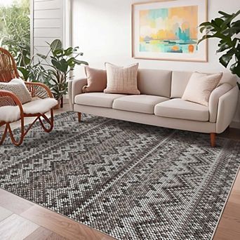 Vintage Boho Area Rugs Ultra Thin Washable Non Slip Stain Resistant Carpet for Living Room