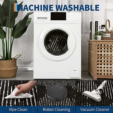 Washable Modern Solid Area Rugs Non Slip Striped Geometric Design
