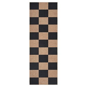 Black Machine Washable Living Room Bedroom Dining Room Classroom Geometric Checkered Modern