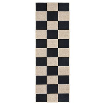 Black Machine Washable Living Room Bedroom Dining Room Classroom Geometric Checkered Modern