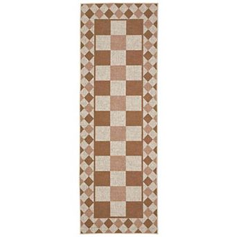 Natural Machine Washable Modern Checkered Soft Non Slip Polyester Rectangular Area Rug for