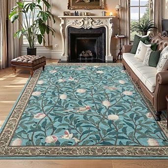 Washable Area Rugs Botanical Print Area Rugss for Living Room Farmhouse Style