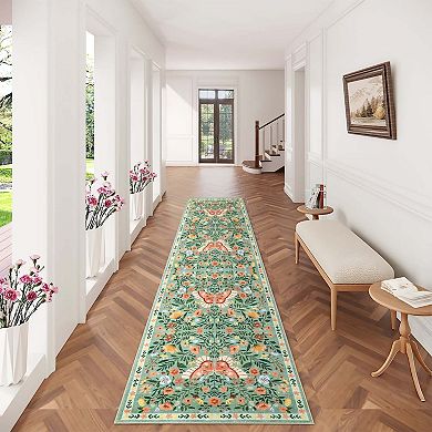 Farmhouse Floral Area Rugs Botanical Butterfly Printed Carpet