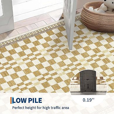 Checkered Area Rugs Farmhouse Washable Soft Non Slip Stain Resistant