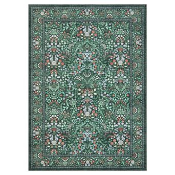 Black Indoor Modern Floral Print Living Room Bedroom Dining Room Stain Resistant Non Slip