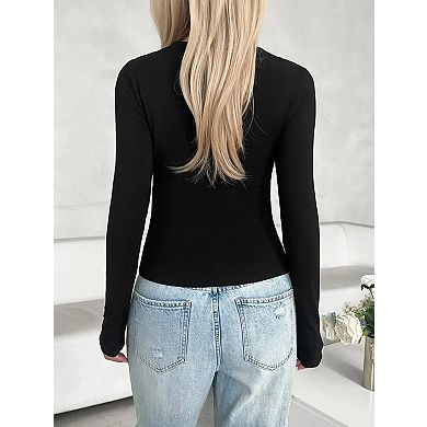 Women's Long Sleeve T-Shirt Scoop Neck Basic Lightweight Undershirt