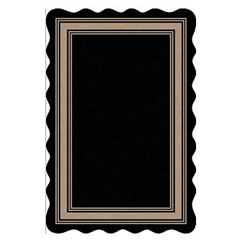Contemporary Scalloped Border Washable Area Rug Ultra Thin Non Slip Carpet for Living Room Bedroom