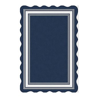 Contemporary Scalloped Border Washable Area Rug Ultra Thin Non Slip Carpet for Living Room Bedroom