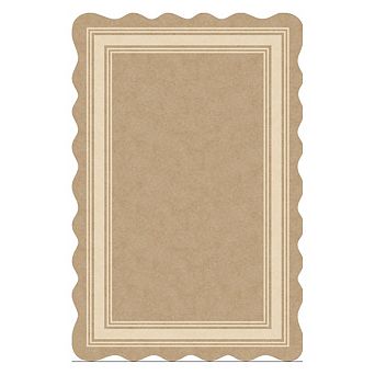 Contemporary Scalloped Border Washable Area Rug Ultra Thin Non Slip Carpet for Living Room Bedroom