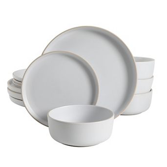 Gibson Home Everyday Essential 12 pc Stoneware Plates and Bowls Set