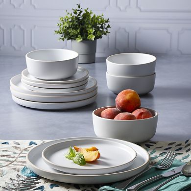 Gibson Home Everyday Essential 12pc Stoneware Plates and Bowls Set