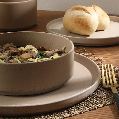 Gibson Elite Tatum Premium Porcelain Matte Reactive Glaze 16 Piece Stackable Dishes Dinnerware Set