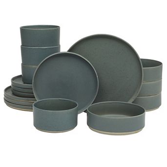 Gibson Elite Tatum Premium Porcelain Matte Reactive Glaze 16 pc Stackable Dishes Dinnerware Set