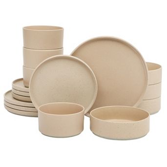 Gibson Elite Tatum Premium Porcelain Matte Reactive Glaze 16 pc Stackable Dishes Dinnerware Set