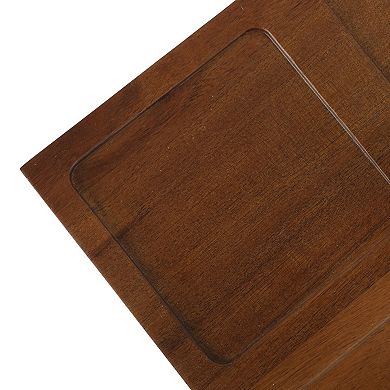Gibson Elite Gracious Dining 4 Sectional Stoneware Tidbit and Dip Dish Set with Acacia Tray