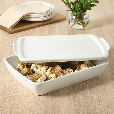 Gibson Home Gracious Dining 2.6 Quart Stoneware Covered Baking Dish with Lid