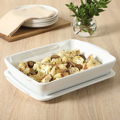 Gibson Home Gracious Dining 2.6 Quart Stoneware Covered Baking Dish with Lid