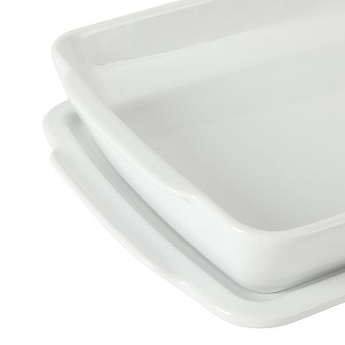Gibson Home Gracious Dining 2.6 Quart Stoneware Covered Baking Dish with Lid