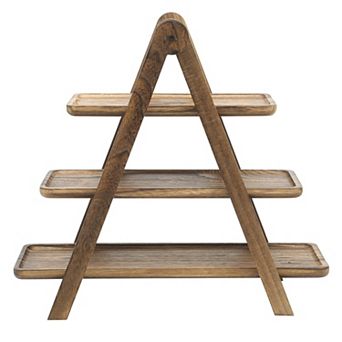 Gibson Home Truss Peak 3 tier Serving Tray for Parties with Collapsible Rack