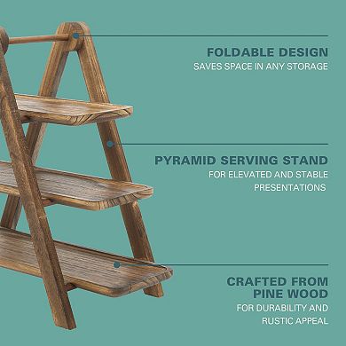 Gibson Home Truss Peak 3 Tier Serving Tray for Parties with Collapsible Rack