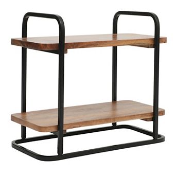 Gibson Home Gracious Dining 2 tier Wooden Serving Tray with Metal Frame