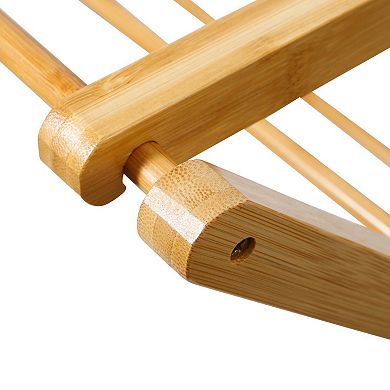 Gibson Home Foldable Bamboo Drying Rack Two Tier Collapsible Laundry Drying Stand